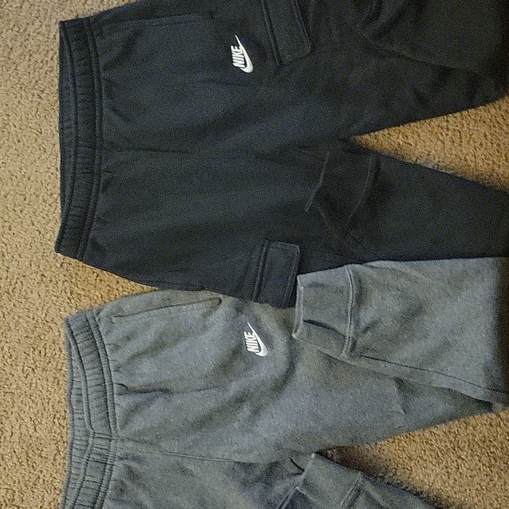 2 pairs one grey and one black fleece joggers